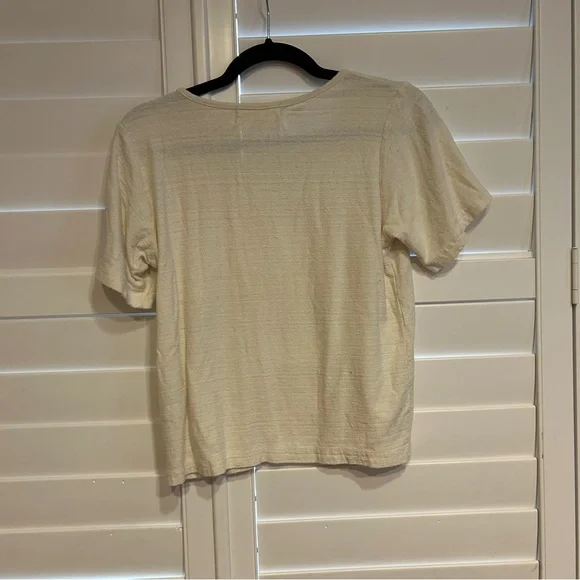 Laude the Label Cropped Crew Neck Tee Shirt Ivory Size Medium - Picture 5 of 5